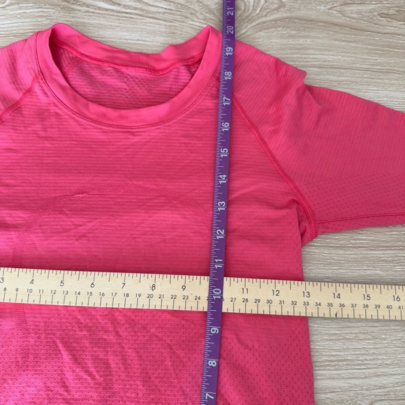 Lululemon 4 Swiftly Tech Long Sleeve Tee Pink Crew Neck Flawed - Picture 5 of 6